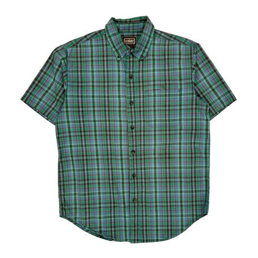 Schmidt Checked Short Sleeve Shirt - Medium Blue Cotton