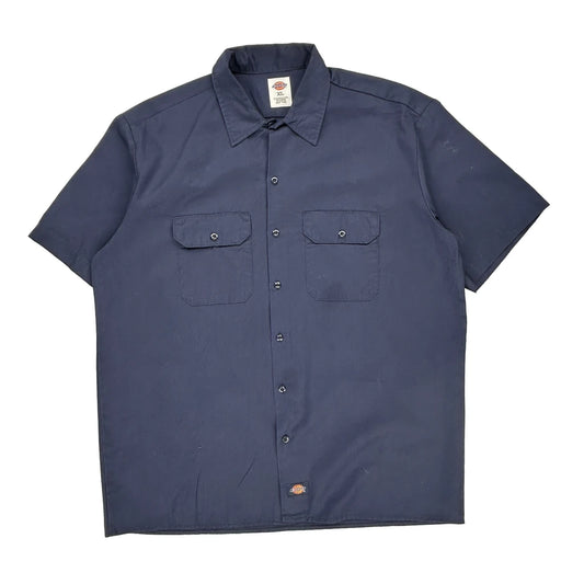 Dickies Short Sleeve Shirt - XL Blue Polyester Blend