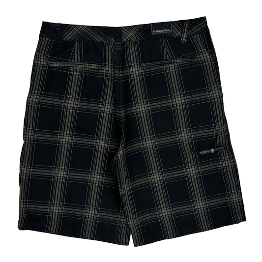 Vintage Quiksilver Checked Shorts - 36W 10L Black Cotton