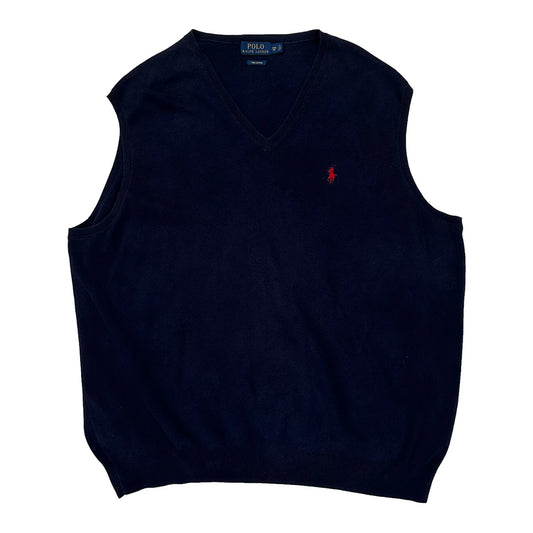 Pima Cotton Polo By Ralph Lauren Sweater Vest - 2XL Navy Cotton