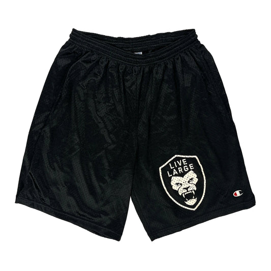 Live Large Champion Graphic Sport Shorts - Medium Black Polyester