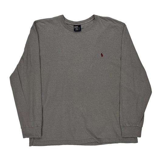 Polo By Ralph Lauren Long Sleeve T-Shirt - Large Grey Cotton