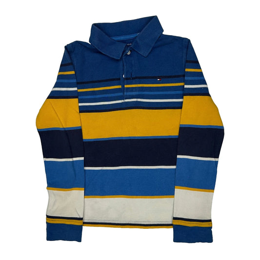 Age 6-7 Tommy Hilfiger Striped Rugby Shirt - Small White Cotton