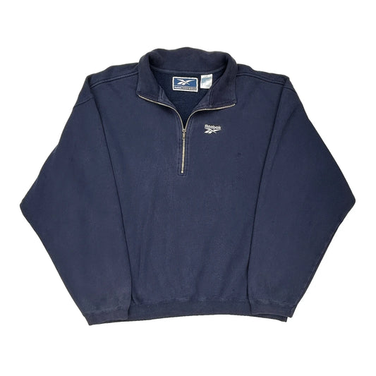 Constructed For Elite Athletic Performance Reebok 1/4 Zip - XL Navy Cotton Blend