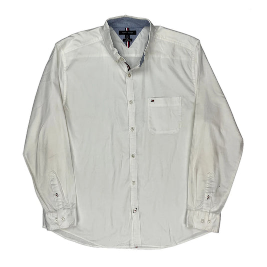 Vintage Tommy Hilfiger Slim Fit Shirt - XL White Cotton