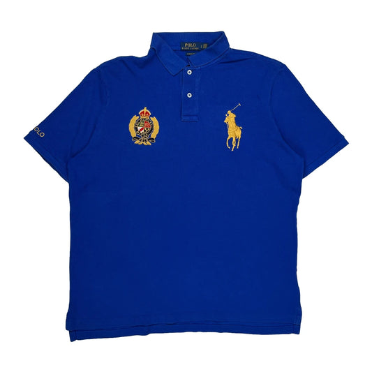 Vintage Embroidered Logo Polo By Ralph Lauren Polo Shirt - Large Blue Cotton