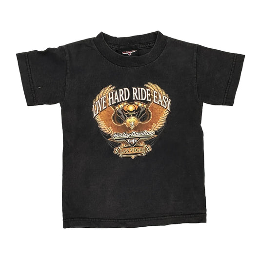Age 6-8 Harley Davidson Graphic T-Shirt - Small Black Cotton