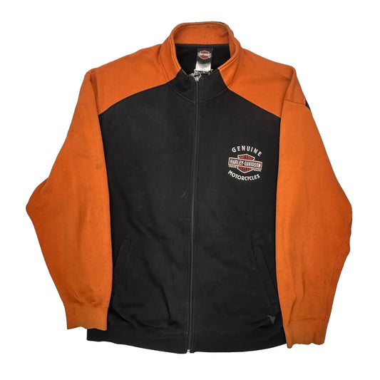 Harley Davidson Graphic Zip Up - 2XL Black Cotton Blend
