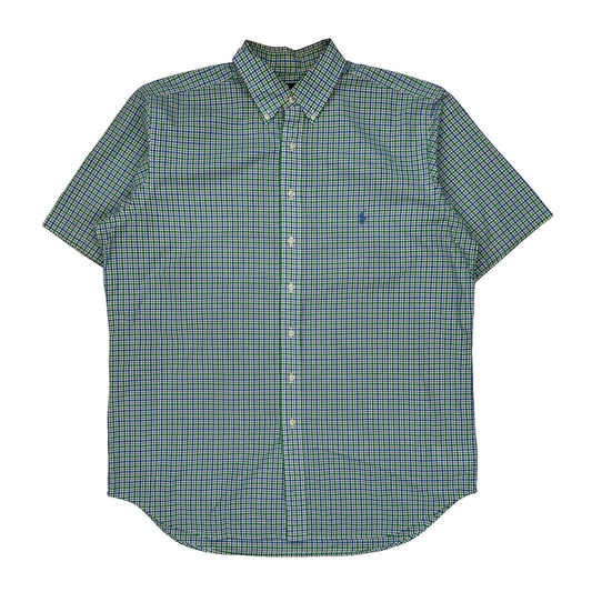 Ralph Lauren Checked Short Sleeve Shirt - Large Blue Cotton