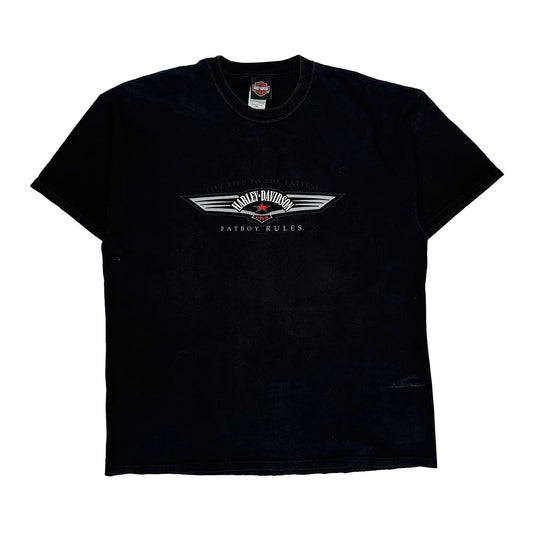 Fatboy Rules Harley Davidson Graphic T-Shirt - 2XL Black Cotton