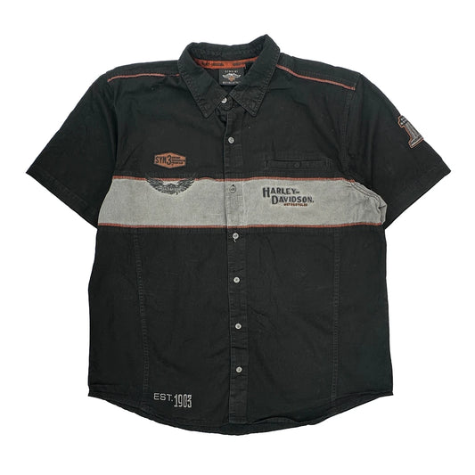 Motorcycles Harley Davidson Graphic Short Sleeve Shirt - 2XL Black Cotton