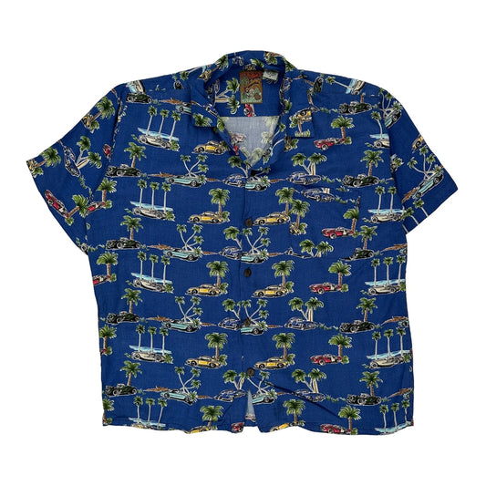 Pineapple Connection Graphic Hawaiian Shirt - Small Blue Viscose