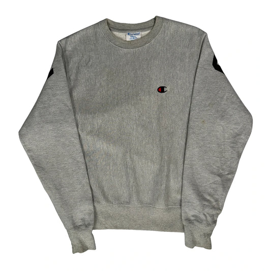 Reverse Weave Champion Spellout Sweatshirt - Small Grey Cotton Blend