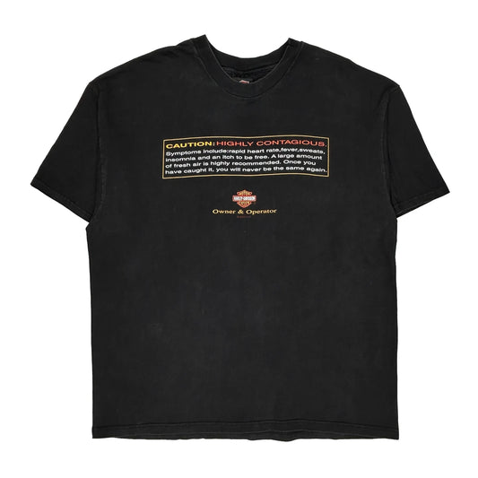 Vintage Illinois Harley Davidson Graphic T-Shirt - 2XL Black Cotton