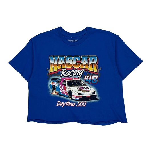 Daytona 500 Nascar Cropped T-Shirt - Medium Blue Cotton