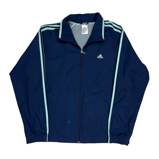 Adidas Striped Track Jacket - XL Blue Polyester