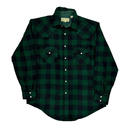 Trails Checked Flannel Shirt - Large Black Acrylic