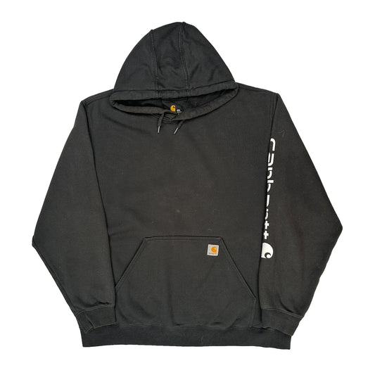 Vintage Original Fit Carhartt Spellout Hoodie - 2XL Black Cotton