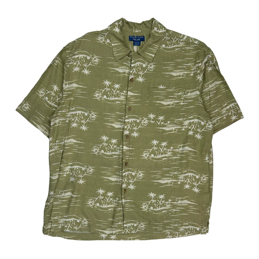 Puritan Hawaiian Shirt - Large Green Viscose