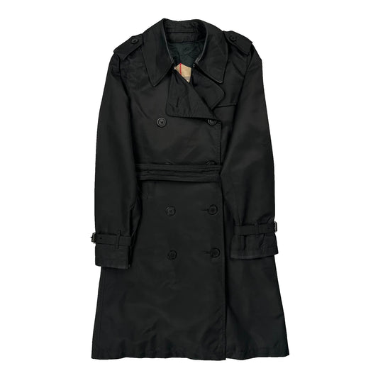 Burberry Double Breasted Trench Coat - Small Black Polyester