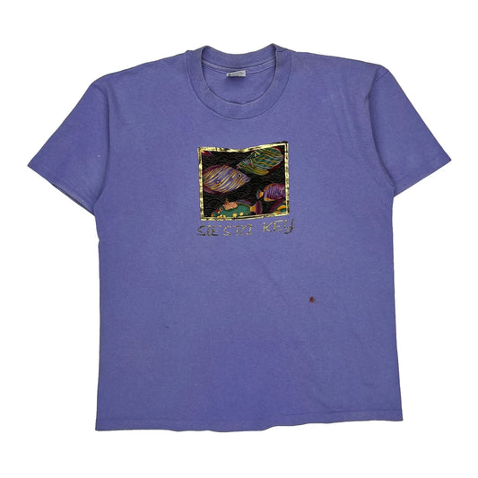 Siesta Key Anvil Graphic T-Shirt - Large Purple Cotton