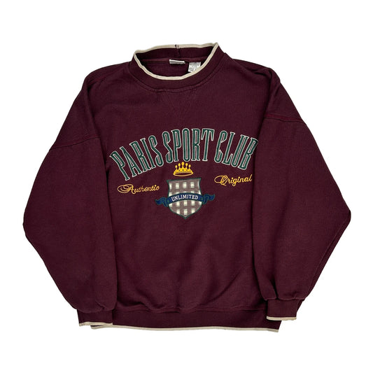 Authentic Original Paris Sport Club Sweatshirt - Small Burgundy Polyester Blend