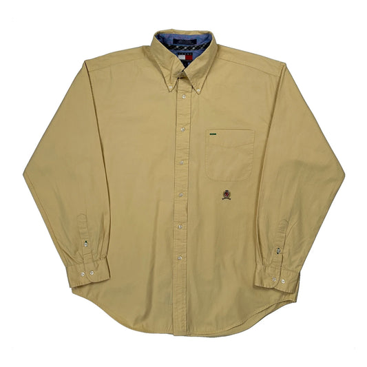 90S Tommy Hilfiger Shirt - Large Yellow Cotton