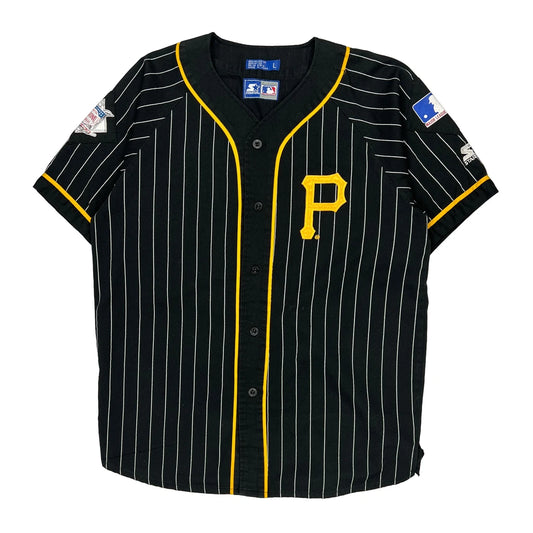 Pittsburgh Pirates Starter Pinstripe Jersey - Large Black Polyester