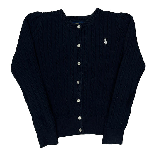 Vintage Age 6 Polo By Ralph Lauren Cardigan - Small Navy Cotton