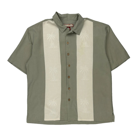 Paradise Blue Hawaiian Shirt - Large Cream Silk