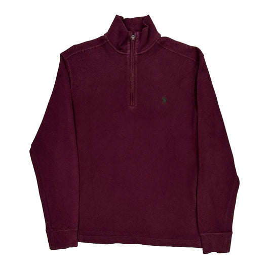 Polo By Ralph Lauren 1/4 Zip - Small Burgundy Cotton
