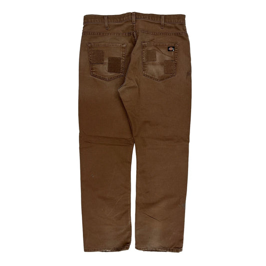 Dickies Patched Trousers - 36W 30L Brown Cotton