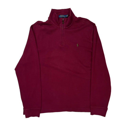Polo By Ralph Lauren 1/4 Zip - Large Burgundy Cotton