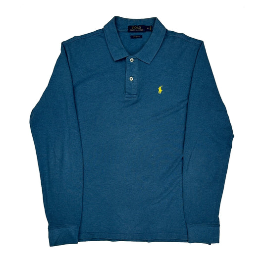 Polo By Ralph Lauren Long Sleeve Polo Shirt - XL Blue Cotton