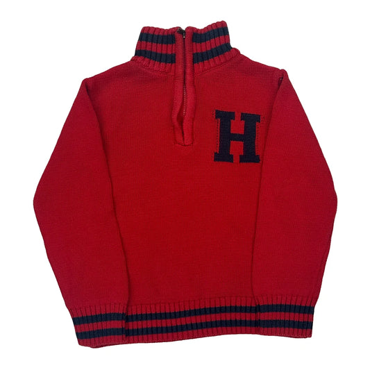 Age 3 Tommy Hilfiger 1/4 Zip - 2XS Red Cotton