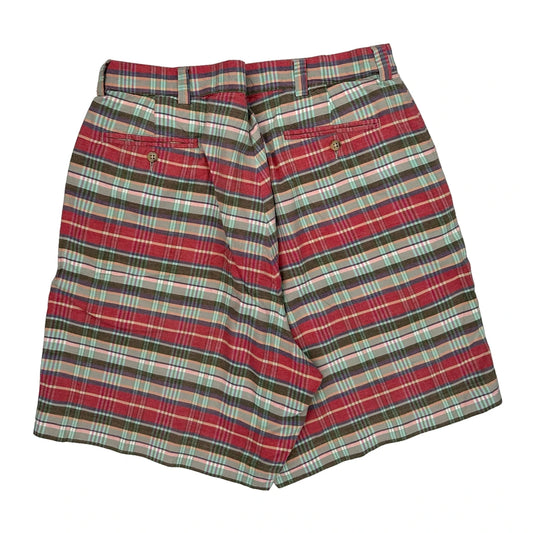 Polo By Ralph Lauren Checked Shorts - 34W 8L Green Cotton