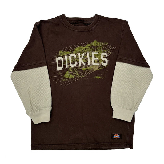 Vintage Age 5 Dickies Long Sleeve T-Shirt - Small Brown Cotton