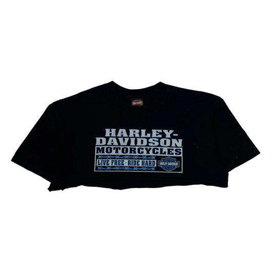 Vintage Live Free - Ride Hard Harley Davidson Graphic T-Shirt - XL Black Cotton
