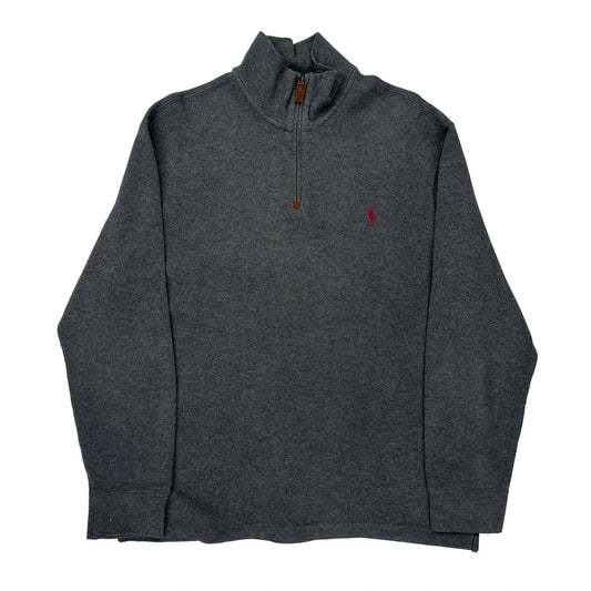 Polo By Ralph Lauren 1/4 Zip - Large Grey Wool Blend