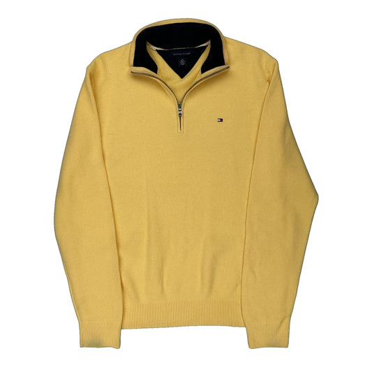 Tommy Hilfiger 1/4 Zip - Large Yellow Cotton