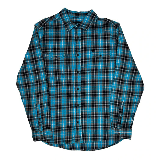 Hurley Checked Flannel Shirt - Large Blue Cotton