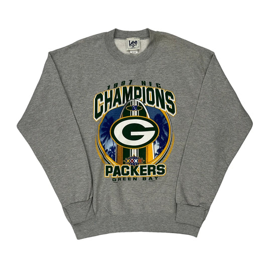 Made In USa Green Bay Packers Lee Sport Nfl Sweatshirt - Large Grey Cotton Blend