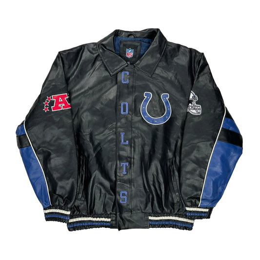 Indianapolis Colts Nfl Leather Jacket - Large Black Leather
