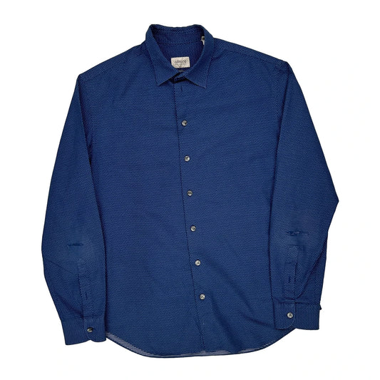 Armani Polka Dot Shirt - Large Blue Cotton