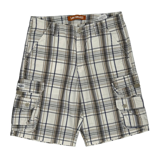 Lee Checked Cargo Shorts - 33W 10L Blue Cotton