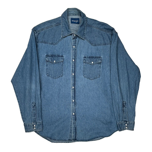 Wrangler Denim Shirt - XL Blue Cotton