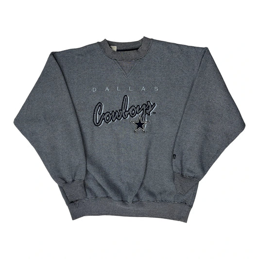 Dallas Cowboys Lee Striped Sweatshirt - Large Grey Cotton Blend