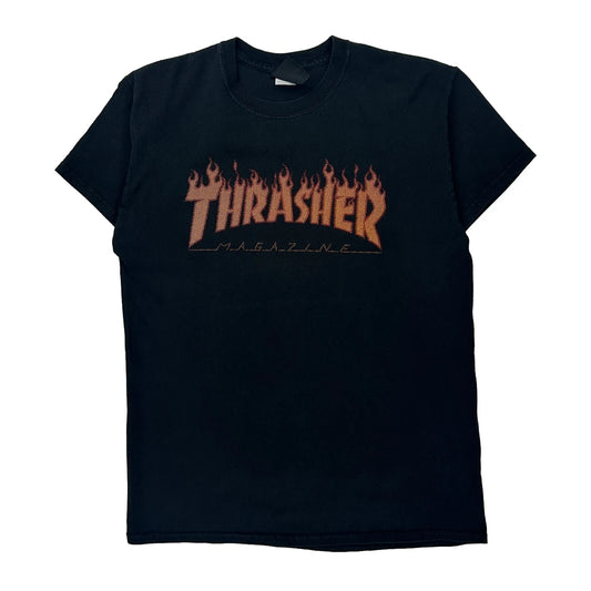 Flame Logo Thrasher Graphic T-Shirt - Medium Black Cotton
