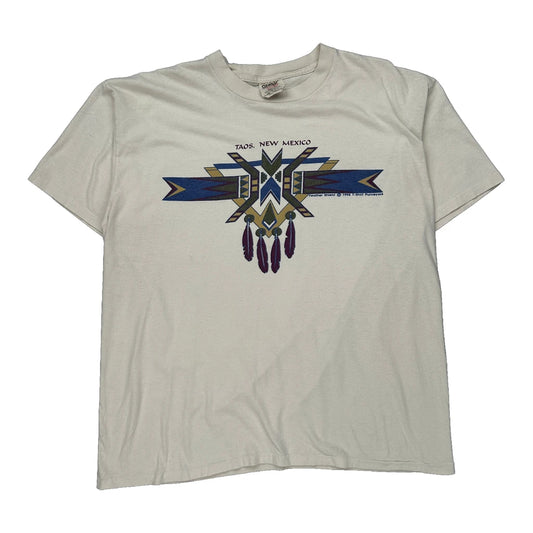 Taos, New Mexico Oneita Single Stitch T-Shirt - XL White Cotton