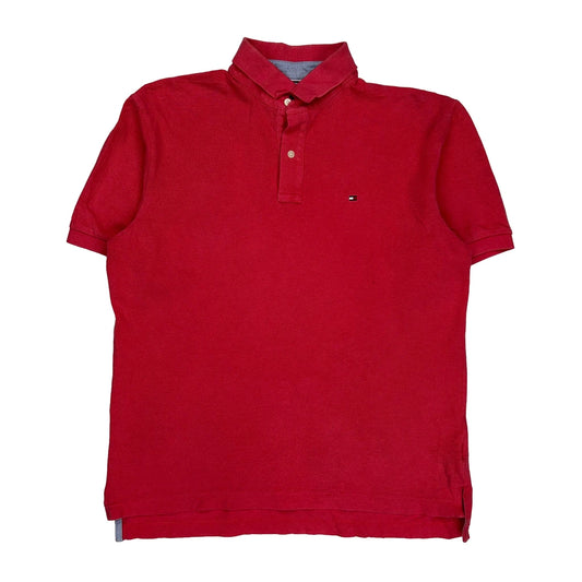 Tommy Hilfiger Polo Shirt - Large Red Cotton